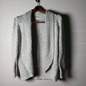 Chico's White with Silver Metallic Open Cardigan Sweater Size 2